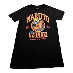 Kids Naruto Uzumaki Hidden Leaf Village Graphic T Shirt Black Size Large